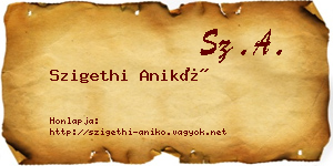 Szigethi Anikó névjegykártya